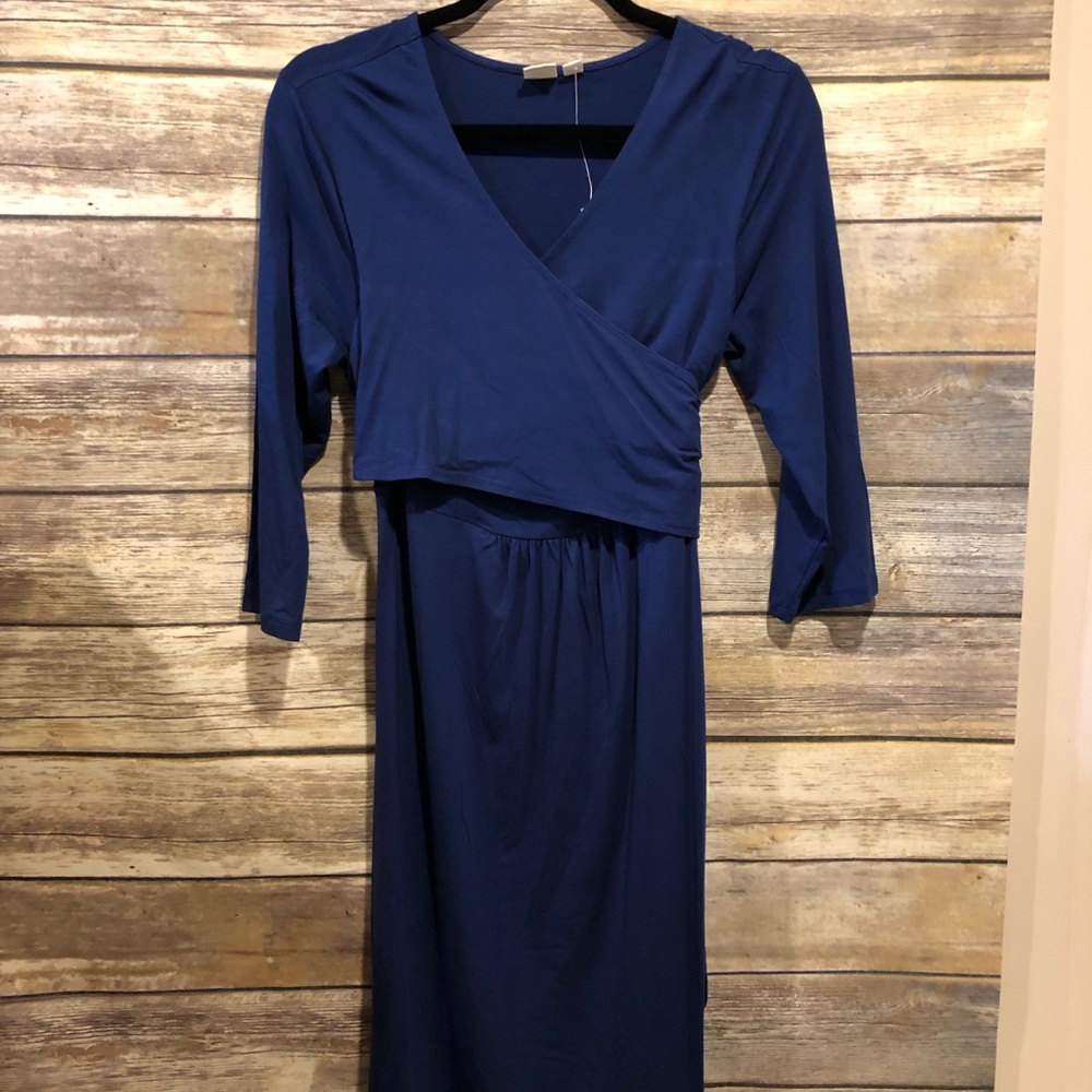 Gap midnight blue wrap maternity dress medium